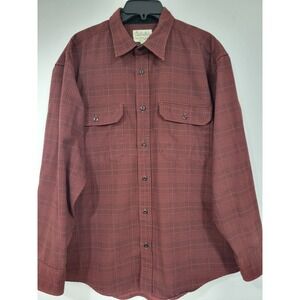 Cabela's Red Black Plaid Heavy Long Sleeve Button Shirt Men's Large
